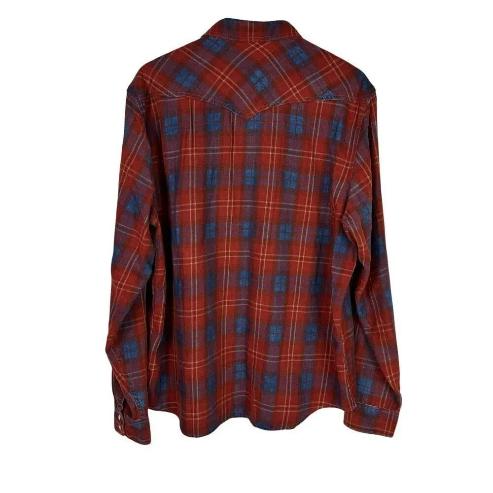 Lucky Brand Mens Large Western Shirt Long Sleeve Snap front